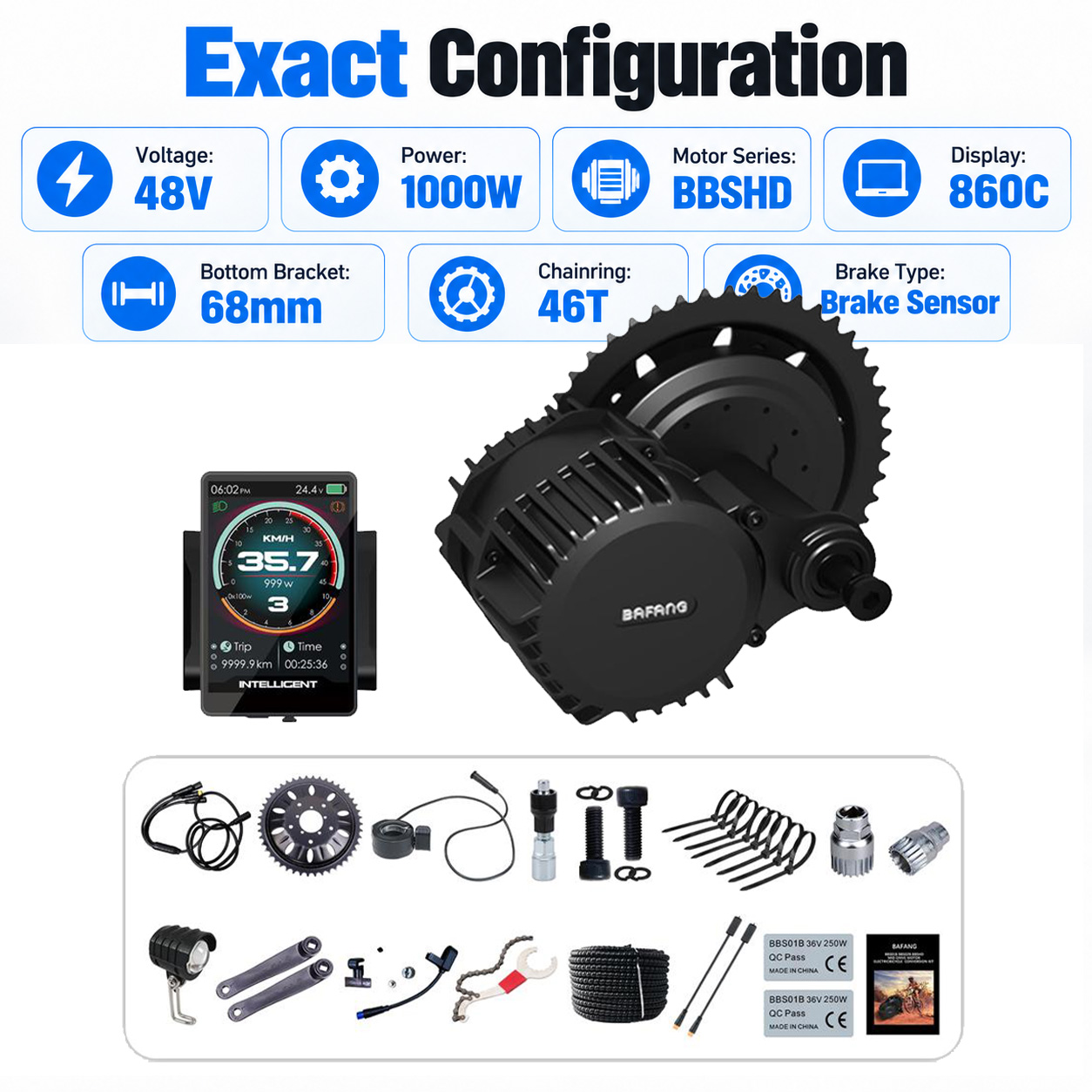 BAFANG 48V 1000W BBSHD Orta Mo - Mid Drive Conversion Kit 1000W incelemesi ve fiyatı